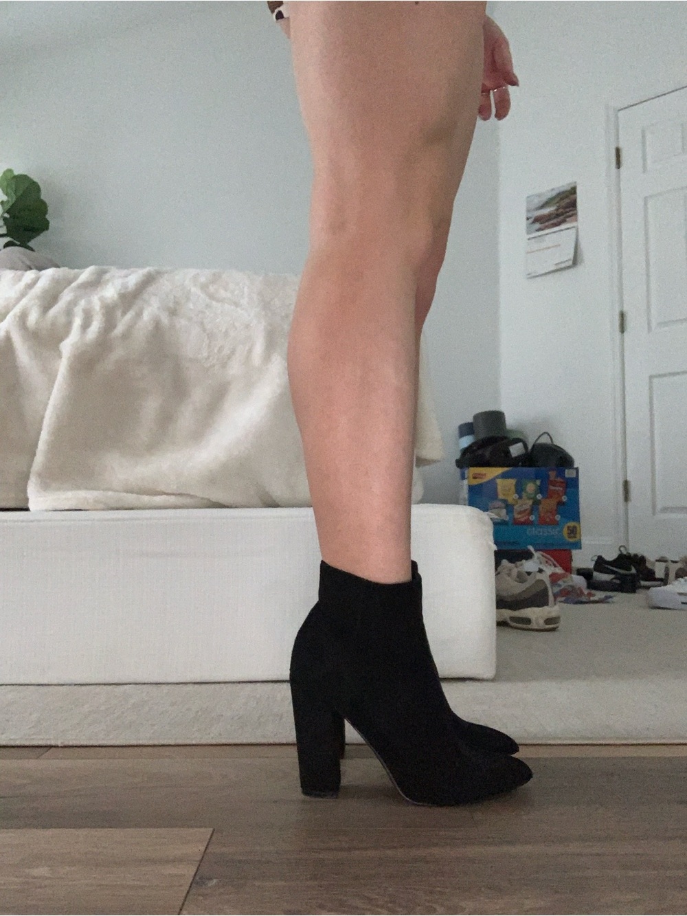 Windsor Black Suede Block Heel Ankle Booties